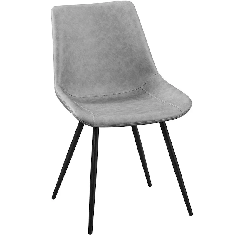 Set of 2 Faux Leather Dining Chairs with Metal Legs – Grey / Brown / Black
