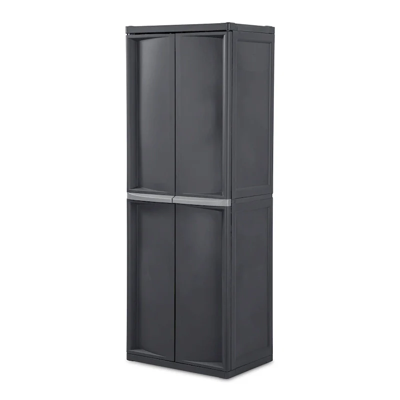 Grey 4-Shelf Adjustable Storage Cabinet with Swing Doors (Set of 2)