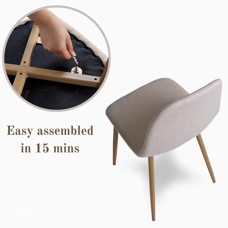 HomyLin Dining Chair Set of 4 Upholstered Fabric Low Back Armless