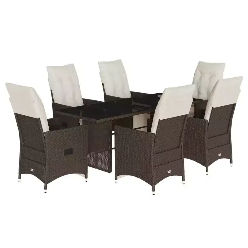 vidaXL Patio Bistro Set with Cushions Poly Rattan