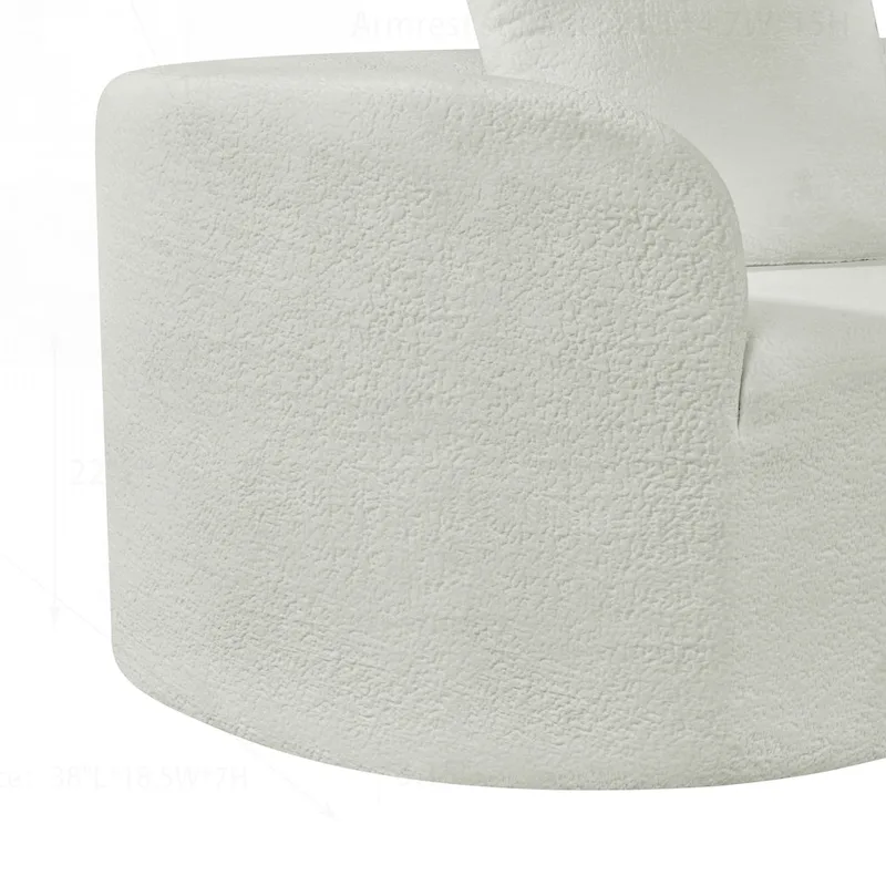 Modern Curved Sectional Sofa with Pearl Upholstery, High-Density Foam, 5-Seater for Living Room