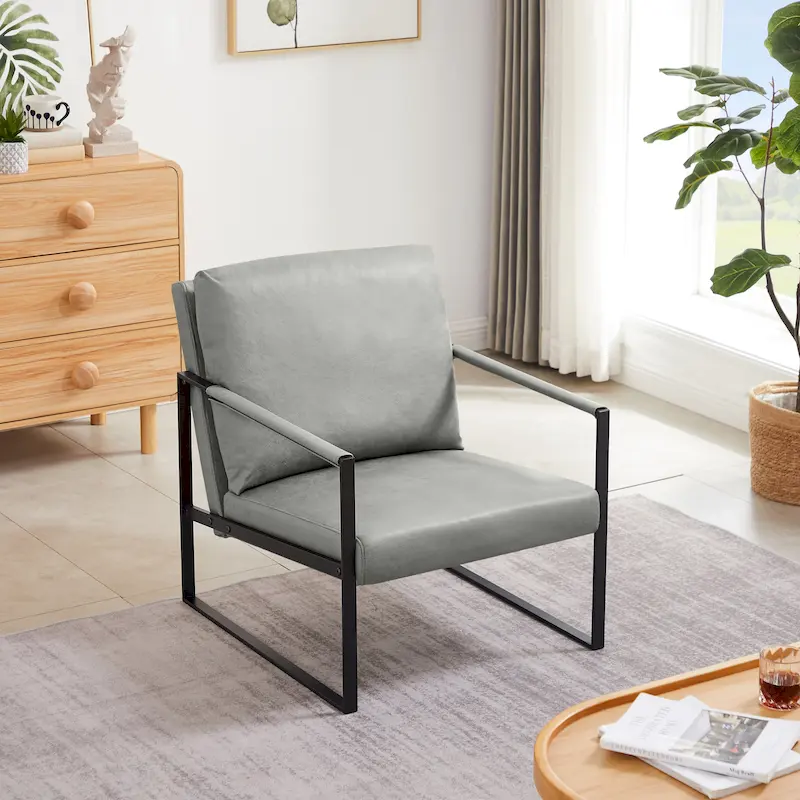 Gray / Orange / Black / Camel / Chocolate PU Leather Accent Armchair – 1-Person