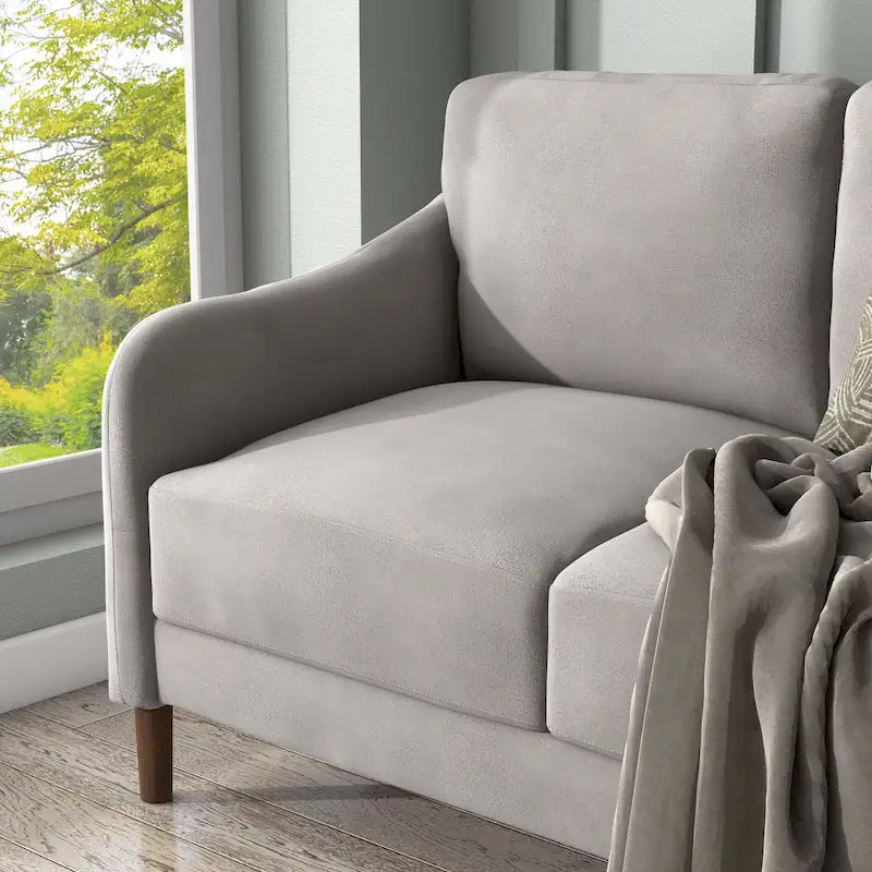 Grey Velvet Loveseat – 2-Seat, 52