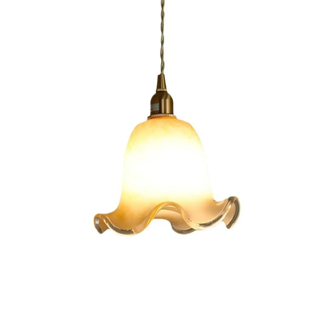 Modern Glass Pendant Light Gold Fixture in Flower Shaped