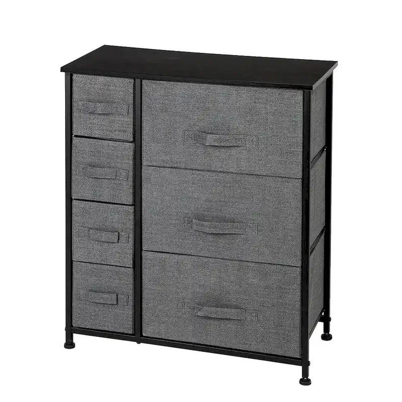 7-Drawer Storage Dresser with Steel Frame – Grey