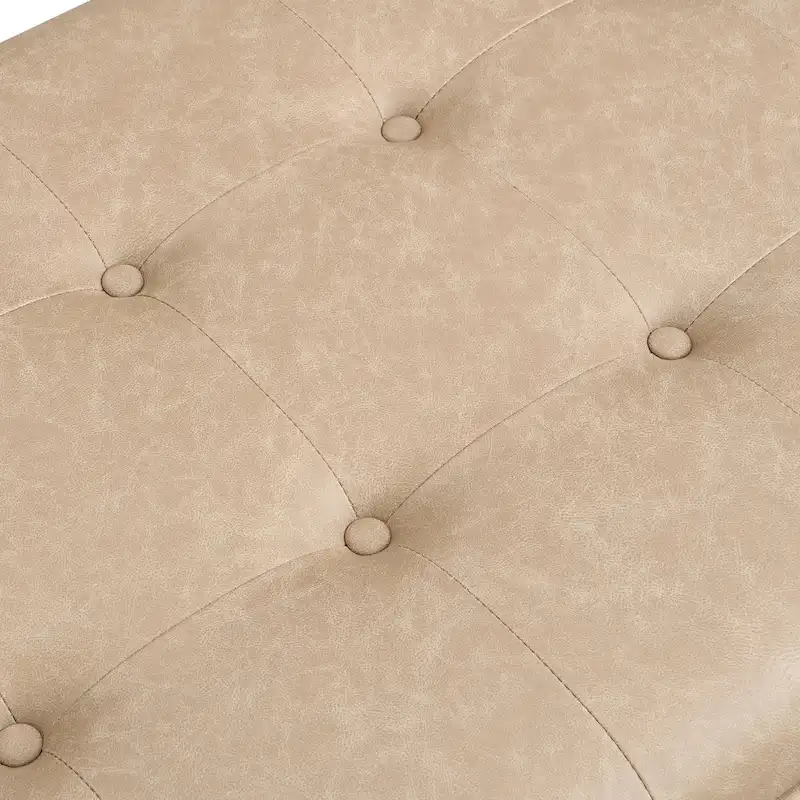 Christopher Knight Home - 48.4 Rectangle Tufted Upholstered Cocktail, Leather Ottoman Coffee Table with Rubber Wood Frame