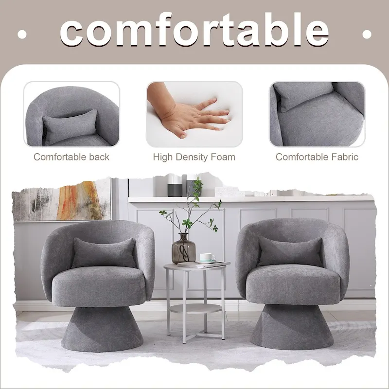 Upholstered Swivel Armchair (Set of 2)