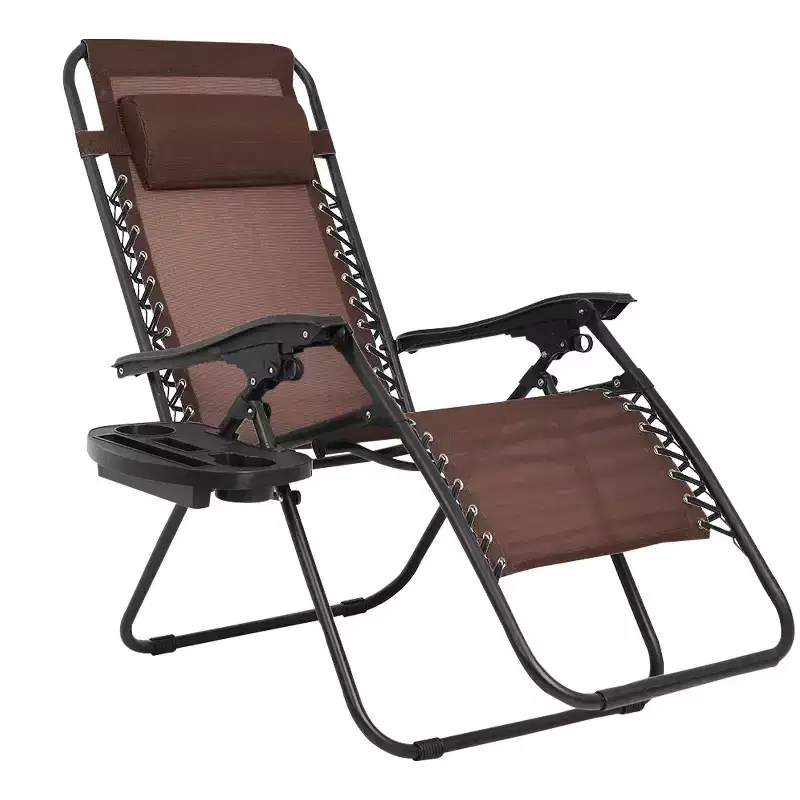 FDW Foldable Zero Gravity Chair Lounge Patio Chaise with Cup Holder Tray