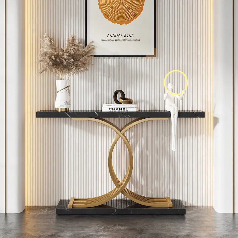 Modern Entryway Table, 39-Inch Console Accent Table, Narrow Wood Sofa Foyer Table