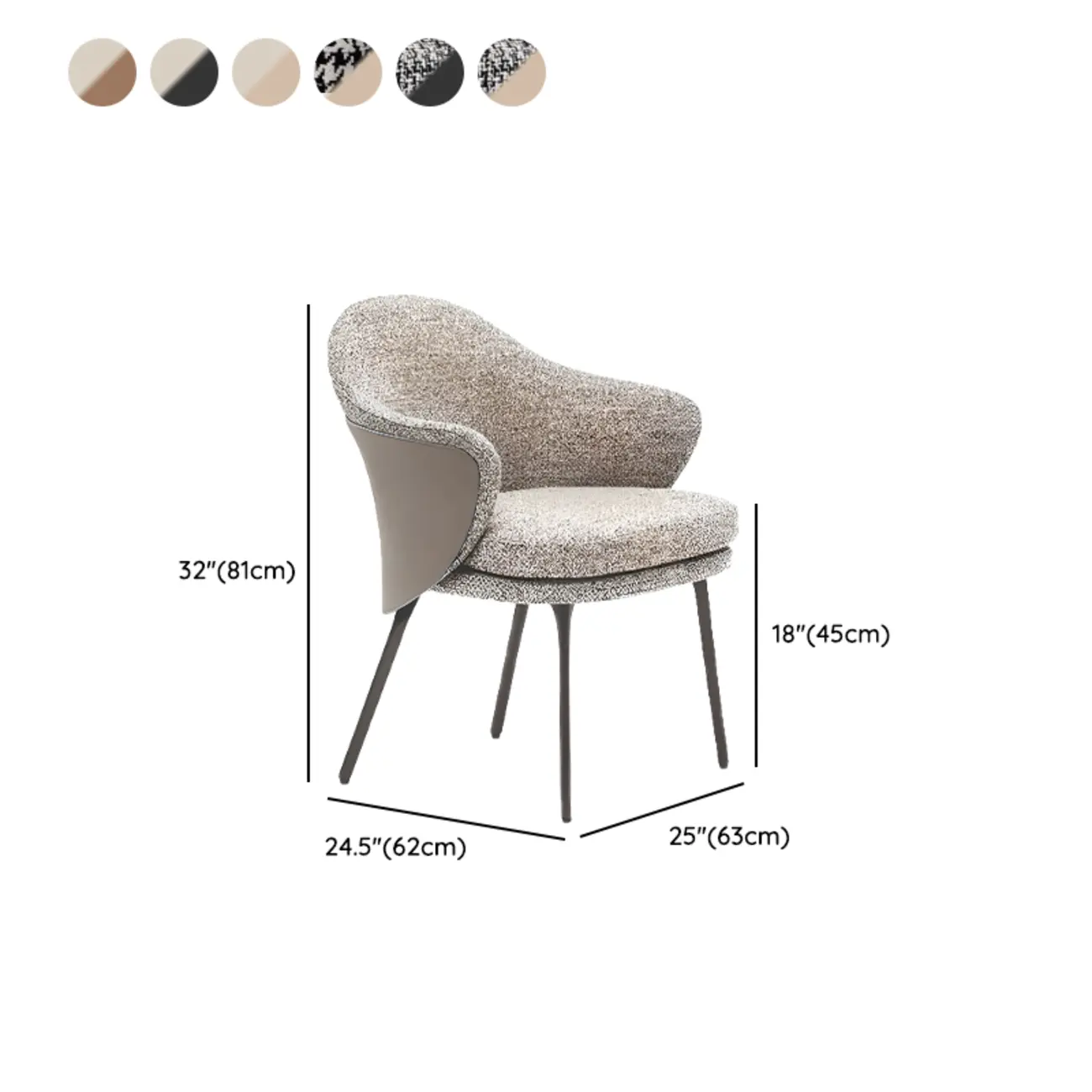 Modern Cotton Upholstered Leather Fabric Dining Room Chair