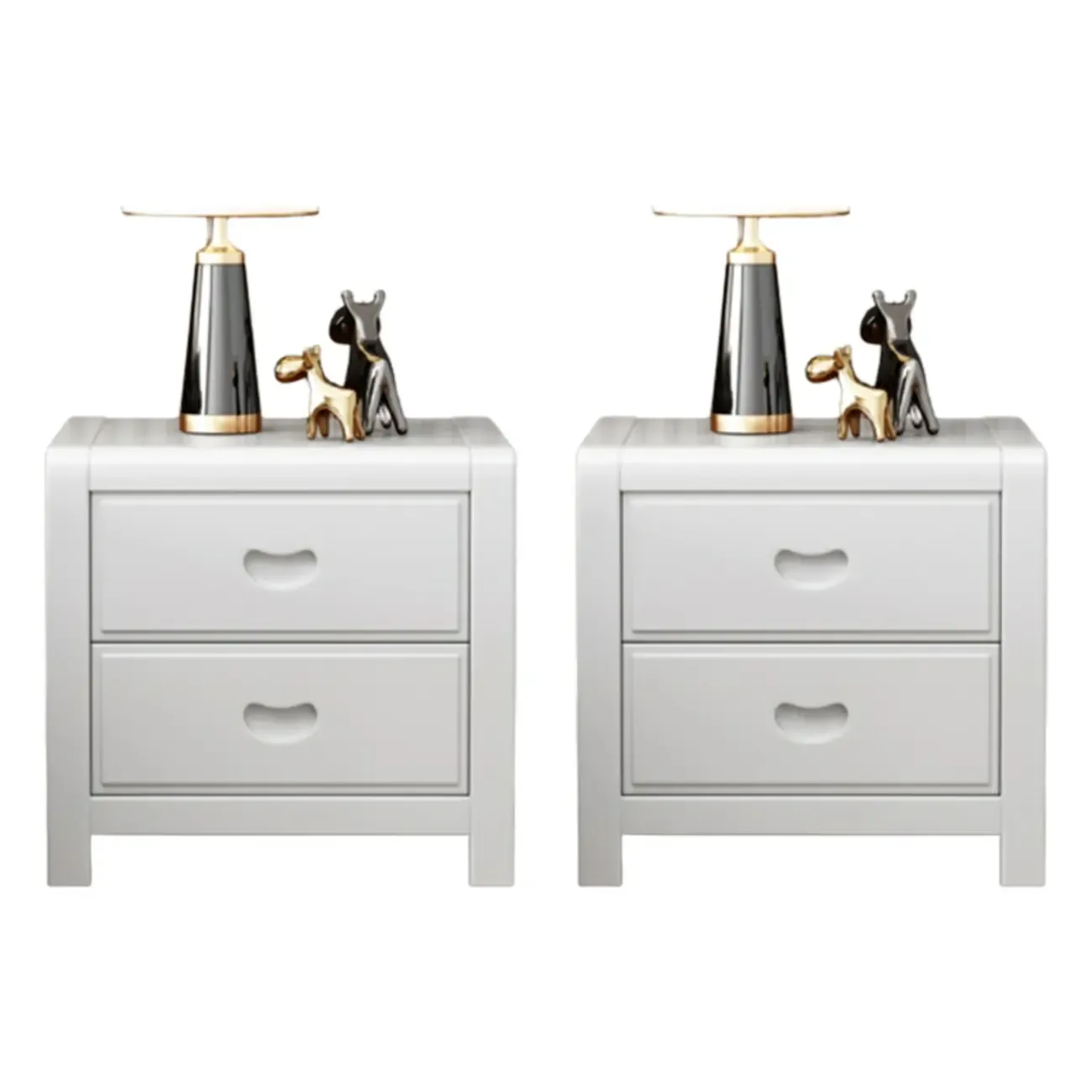 Traditional Nut-Brown 2-Drawer Wood Small Nightstand