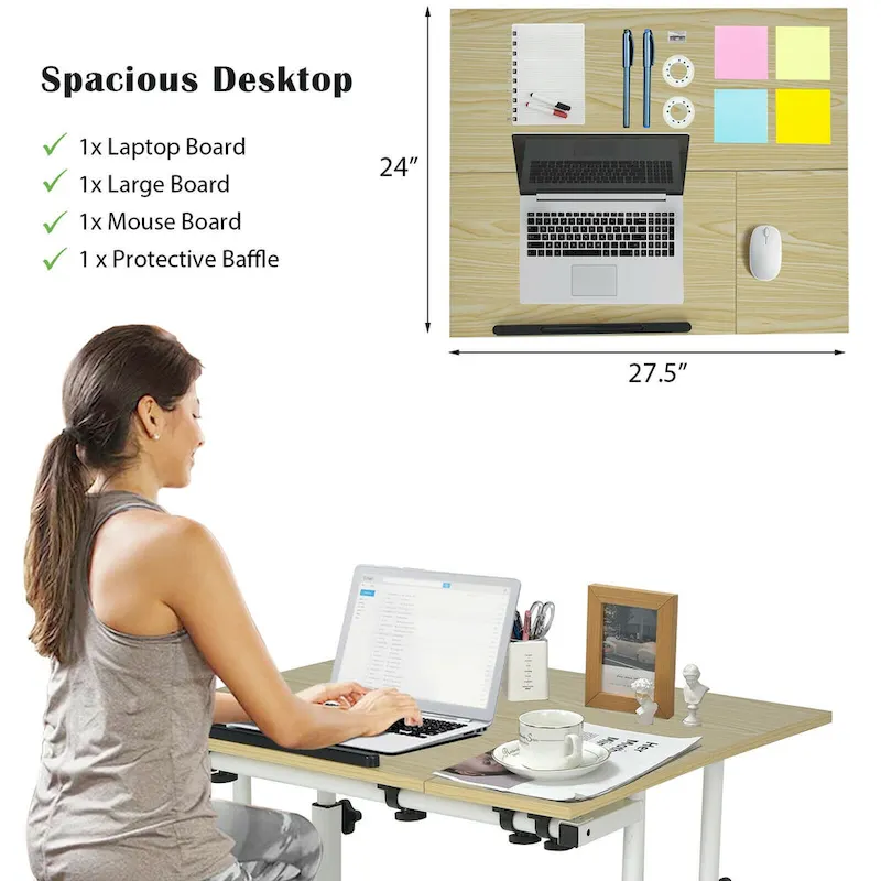 Gymax Mobile Stand up Desk Adjustable Computer Desk Tilting