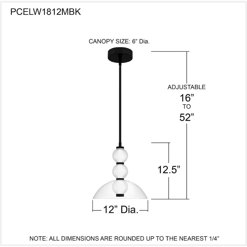 Elway Integrated LED Matte Black Pendant
