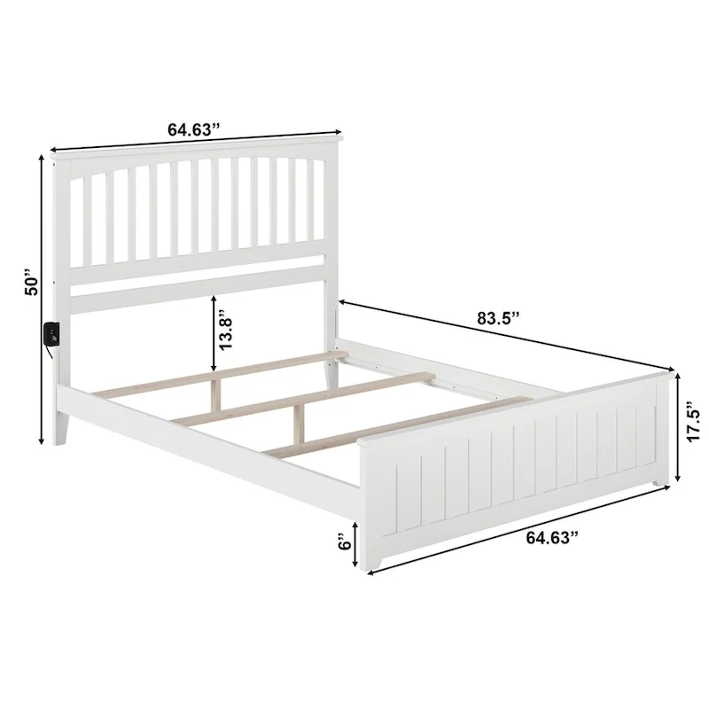 Mission Queen Foundation Bed Frame with Matching Footboard in White