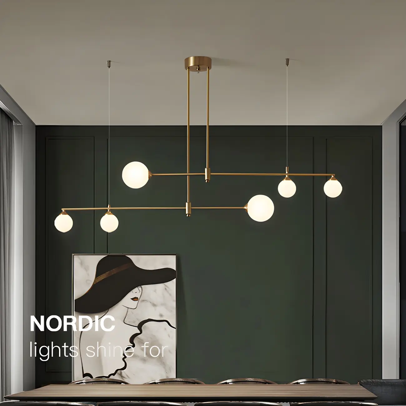 Modern Gold Globe Adjustable Island Pendant Light