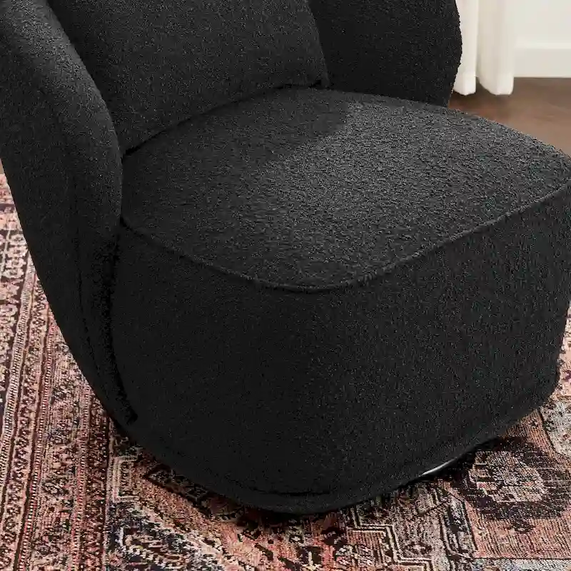 KINWELL 33 Wide Sherpa Boucle Upholstered Swivel Accent Chair