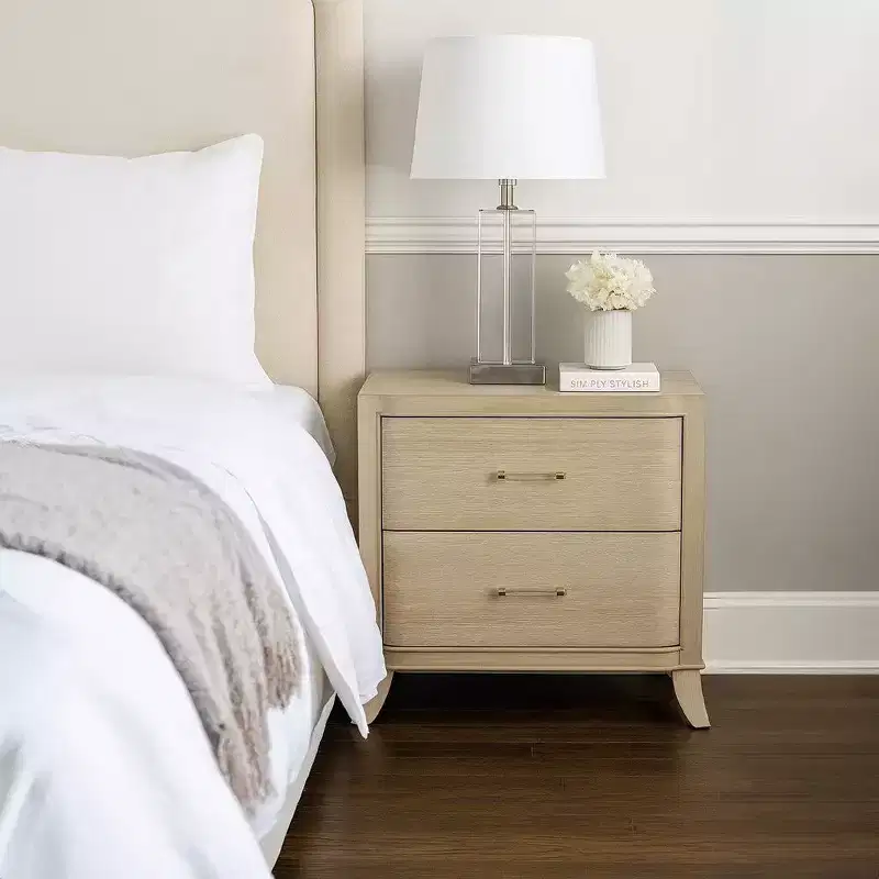 Royal Hampton Nightstand With Usb Ports, 2 Drawers, Natural Oak Brown