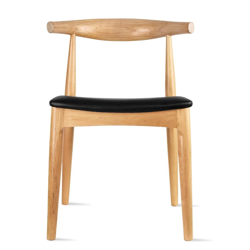 Espresso / White Wood Dining Armchair with PU Leather Seat, Single