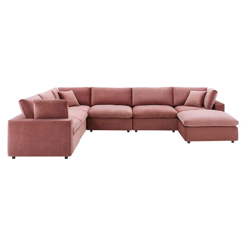 Commix Down Filled Overstuffed Velvet 7-Piece Sectional Sofa