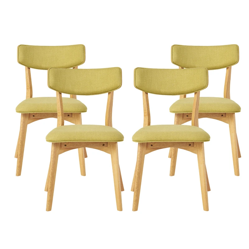 Chazz Mid-Century Modern Upholstered Rubberwood Dining Chairs (Set of 4) by Christopher Knight Home