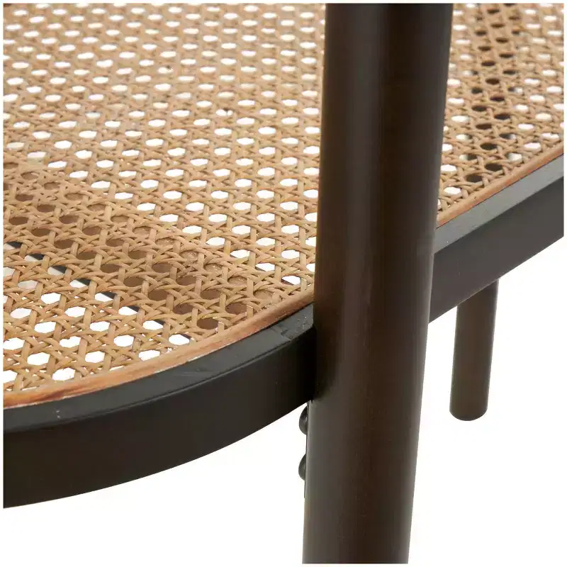 Olivia & May Rattan Console Table with Pressed Tempered Glass Top Brown: Farmhouse Style, No Assembly Required
