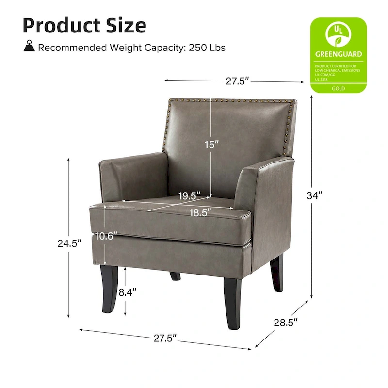 Nileus Modern Classic Polyester Accent Chair with Solid Wooden Legs Set of 2 by HULALA HOME