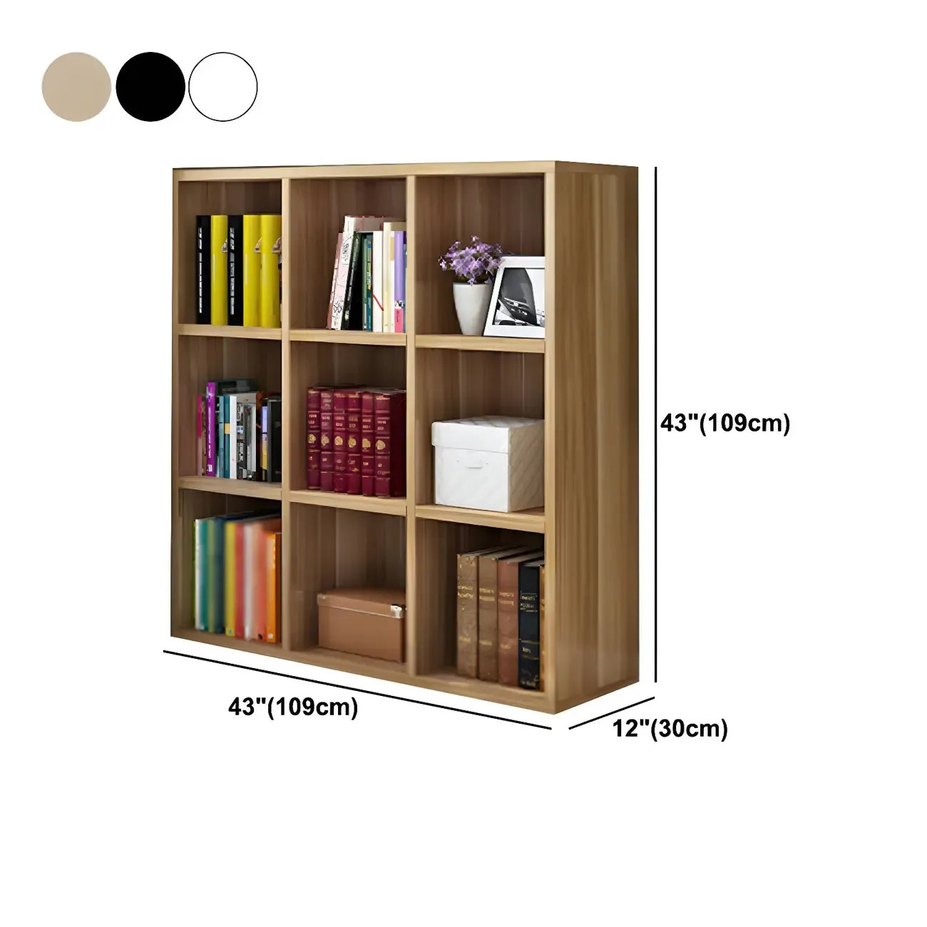 Scandinavian 3-Tier Black Cube Wood Bookcase