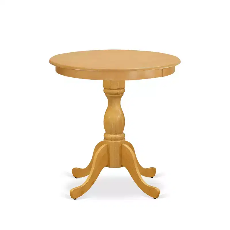 HomeStock Round Kitchen Table Set Oak Wood Finish Modern Style