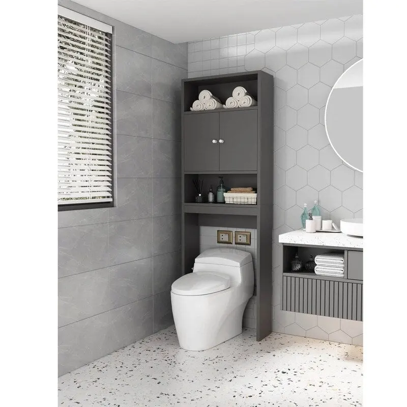 Home Bathroom Shelf Over-The-Toilet, Bathroom Storage Cabinet Organizer Space Saver