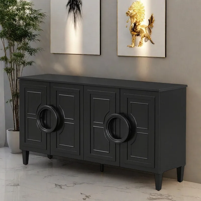 White 4-Door Storage Cabinet, French Provincial Style, Multi-Use