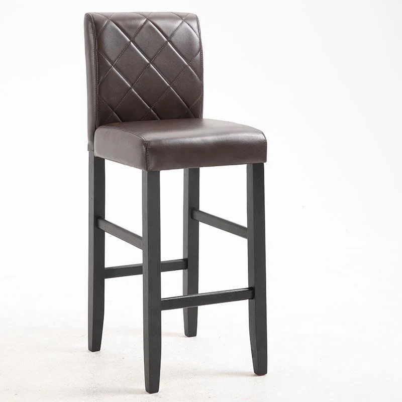 Traditional Wood Leather Upholstered Bar Height Stool