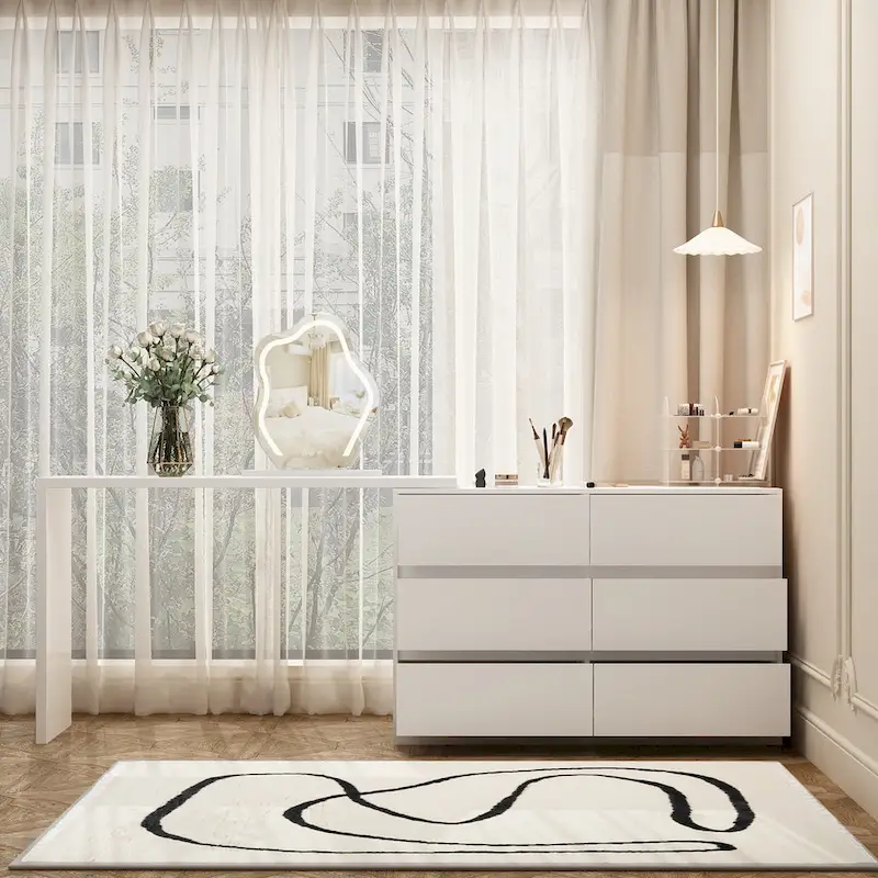 Rotating Makeup Vanity Desk with 6 Drawers