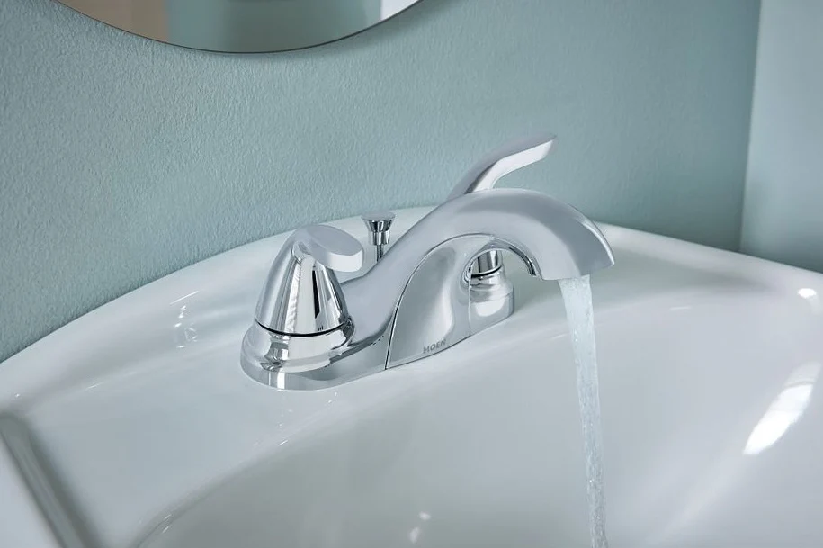 Moen Adler Chrome Two Handle Low Arc Bathroom Faucet