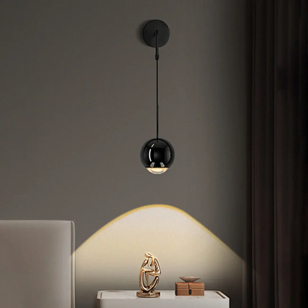Adjustable Stylish Bedside Globe LED Wall Sconce in Dimmable