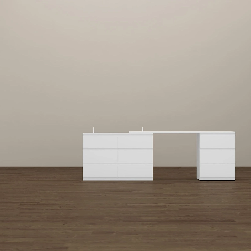 Office Desk: Expandable & Convertible with Ample Drawer Space Dresser