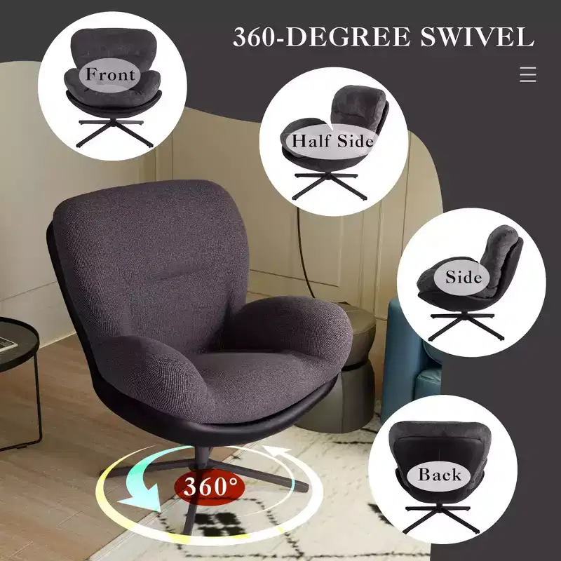Christopher Knight Home Alger Modern Chenille and Faux Leather Upholstered Swivel Chair