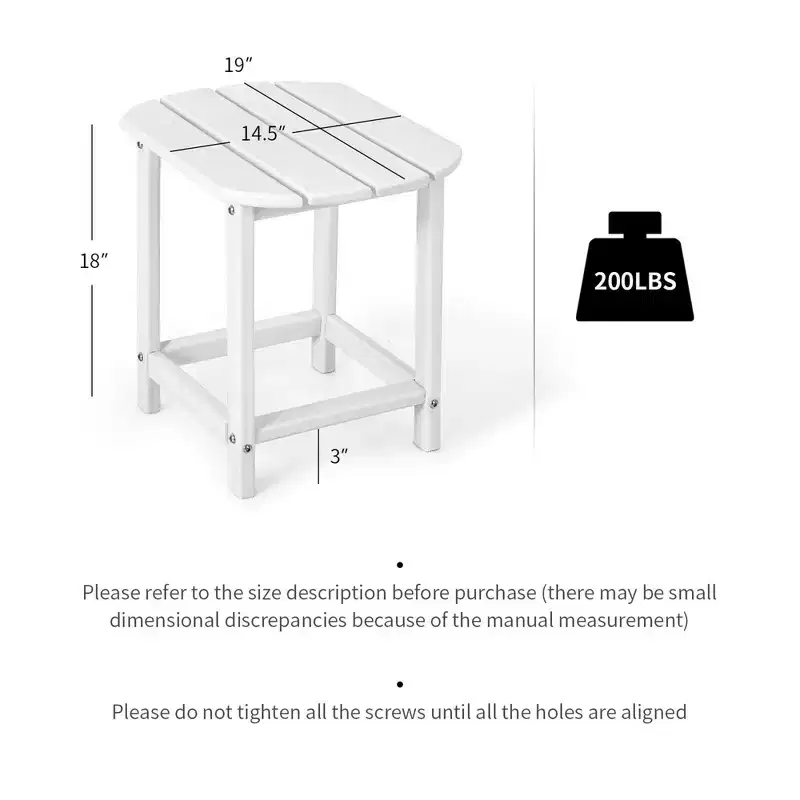 Costway 18'' Patio Adirondack Side Table Weather Resistant Garden Yard White