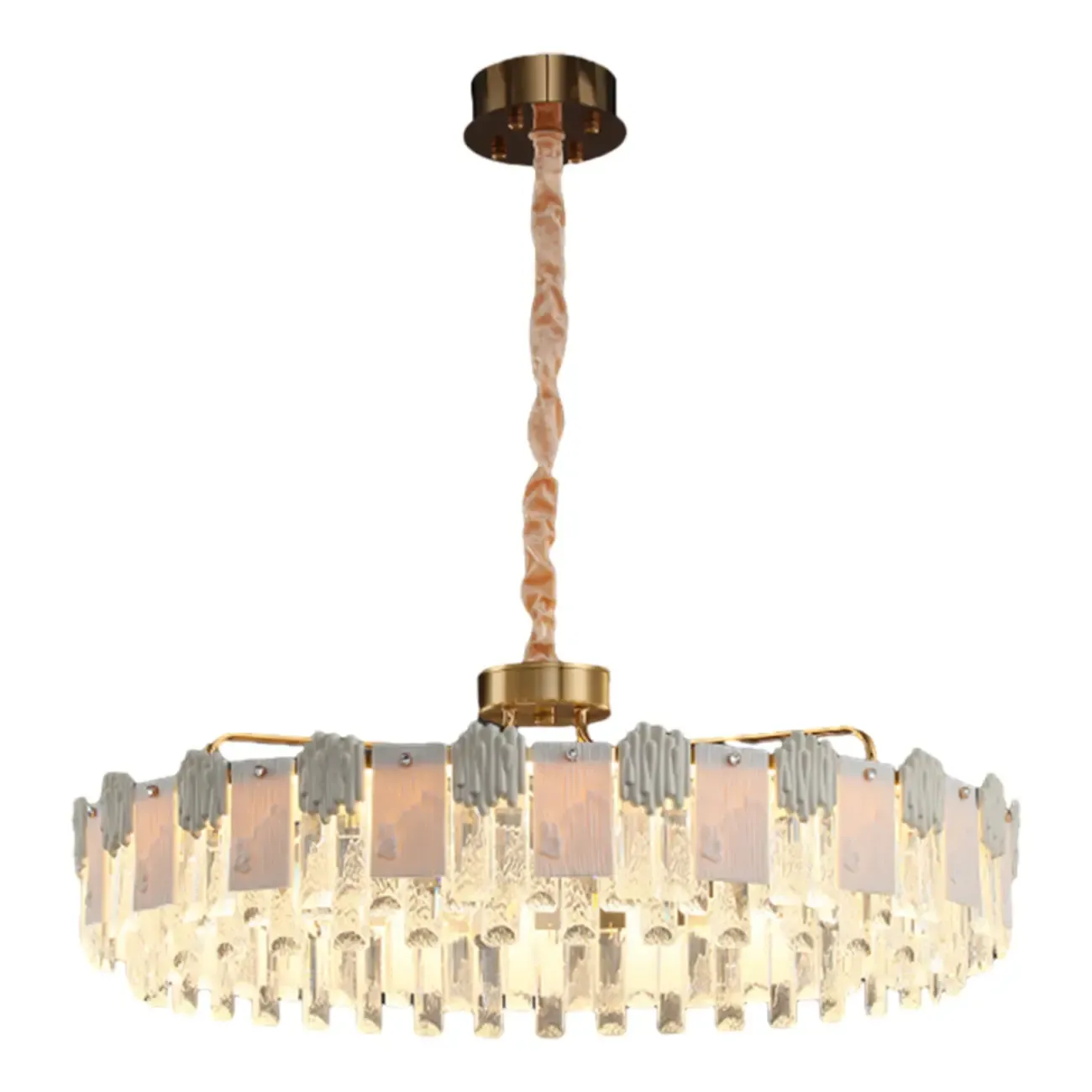 Modern Round Gold Crystal Drum Dimmable LED Chandelier