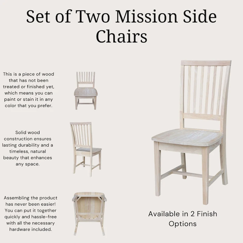 Solid Wood Mission Dining Side Chairs, Set of 2