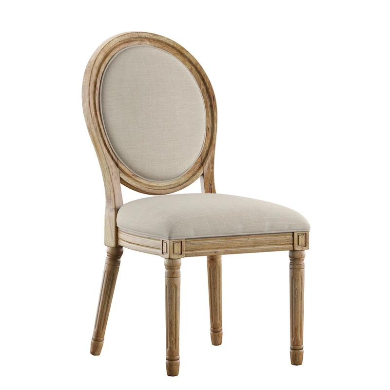 Deana Round Linen and Wood Dining Chairs (Set of 2) by iNSPIRE Q Artisan