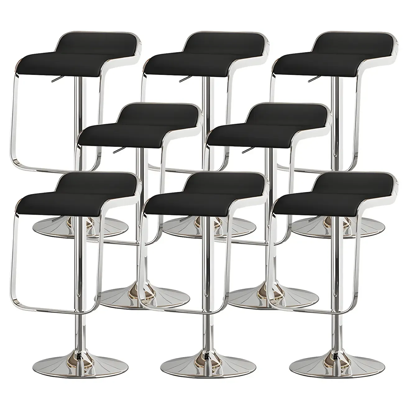 Leather Low Back Metal Adjustable Swivel Bar Stools