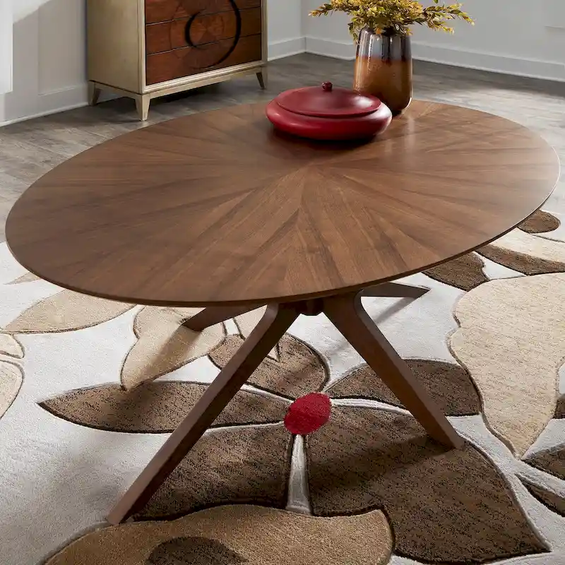 Walnut Oval Mid-Century Dining Table, 4-Person