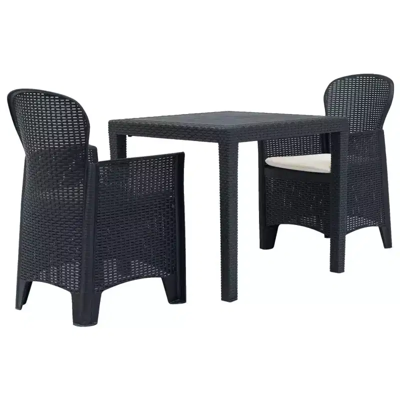 vidaXL Patio Bistro Set Outdoor Table and Chairs Conversation Set Plastic