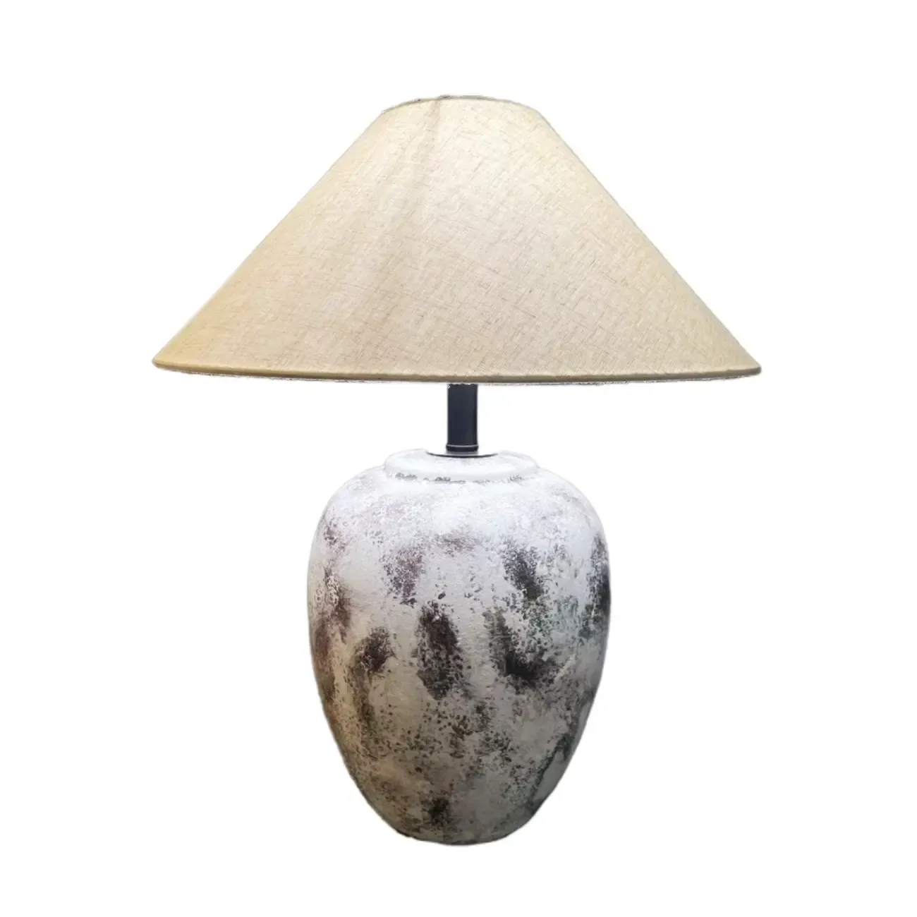 Ceramic Table Lamp with Cone Fabric Shade, LED Compatible