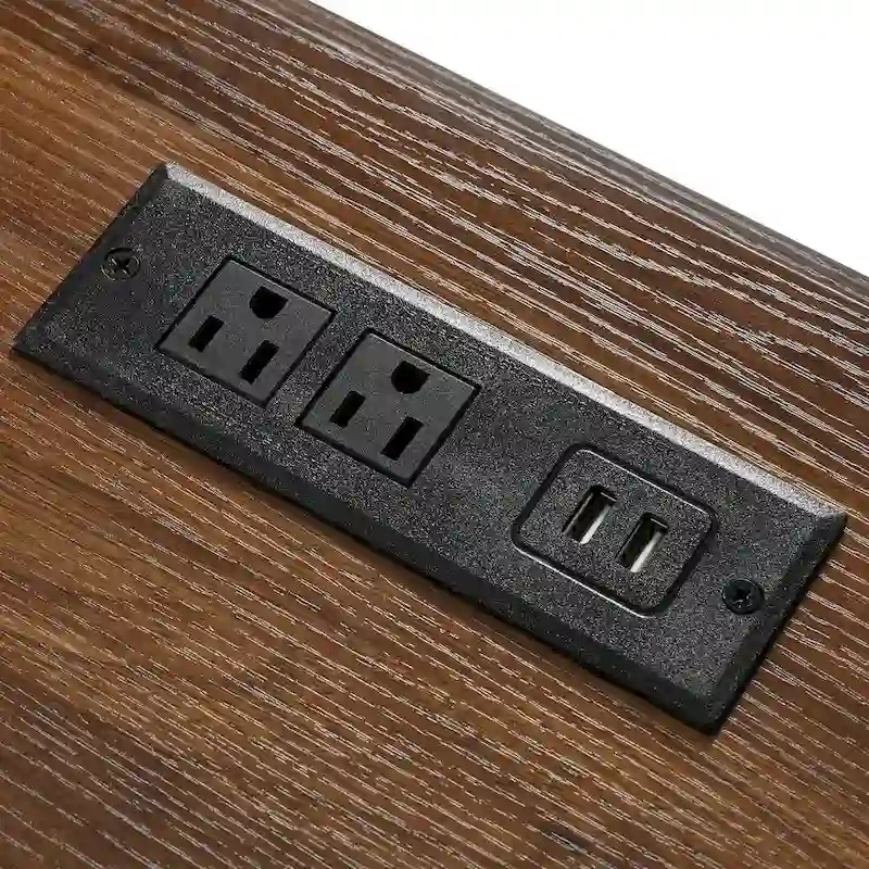 Farmhouse Kitchen Island Cart with Wheels, Power Outlet