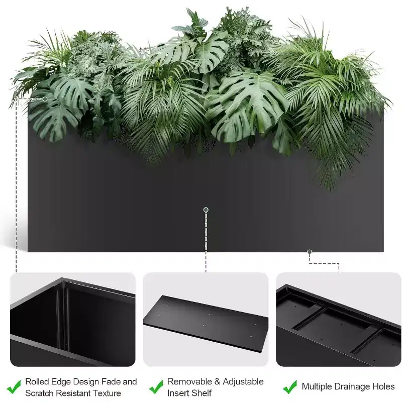Metal Garden Planter Bed Frame Durable Snap-On Design, Weather-Resistant Iron Planter for Outdoor Flower Vegetable Growing in Patio Lawn Yard