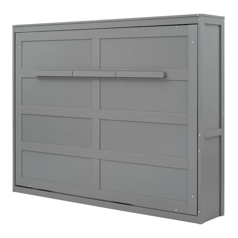 White/Grey Murphy Wall Bed, Fold-Down Cabinet Style, Full/Queen, Sleeps 1