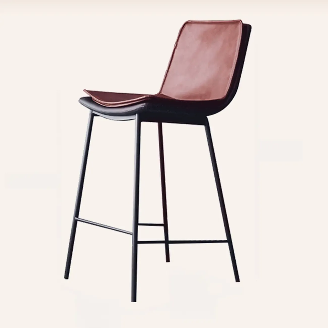 Modern Leather Counter Height Bar Stool with Back