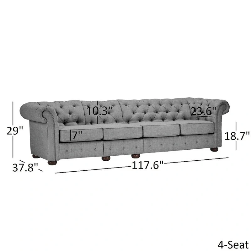 Knightsbridge Light-grey Extra Long Chesterfield Sofa by iNSPIRE Q Artisan