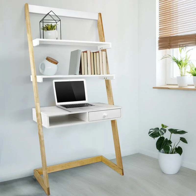 Freestanding Ladder Desk with Drawer with Solid American Hardwood